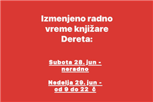 Radno vreme knjižare Dereta tokom predstojećeg vikenda